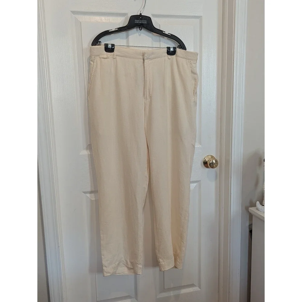 Coastal Quiet Luxury 100% Linen Pants Cream Polo Ralph Lauren 38x32